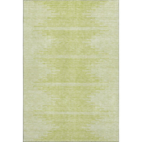 8' X 10' Artichoke Green And Ivory Abstract Washable Area Rug With UV Protection