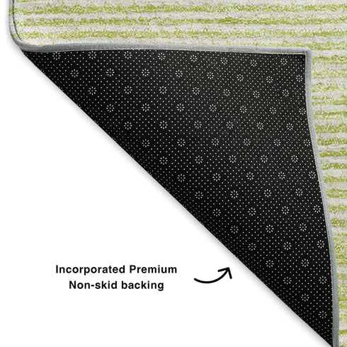 8' X 10' Artichoke Green And Ivory Abstract Washable Area Rug With UV Protection