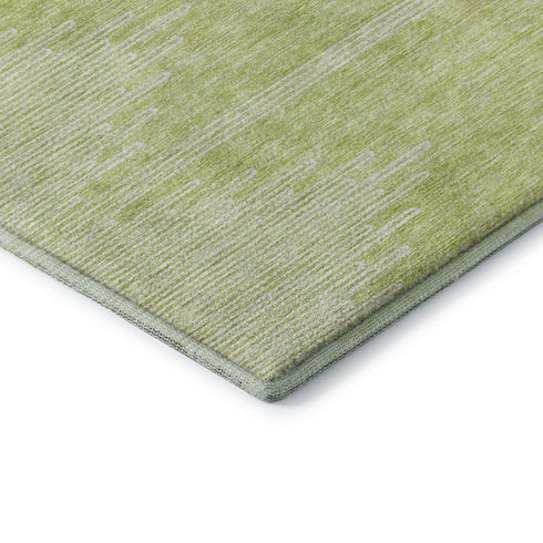 8' X 10' Artichoke Green And Ivory Abstract Washable Area Rug With UV Protection