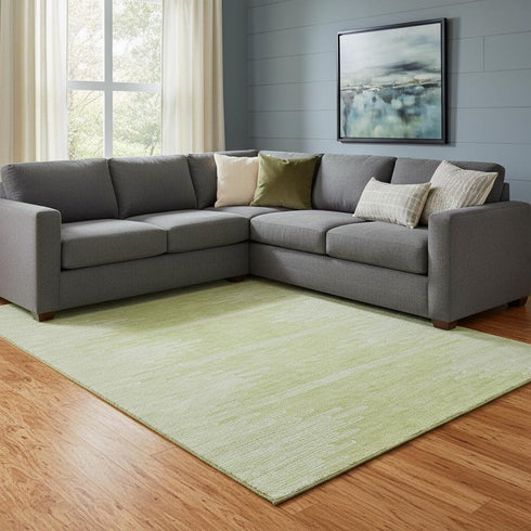 8' X 10' Artichoke Green And Ivory Abstract Washable Area Rug With UV Protection