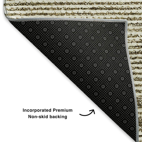 5' X 8' Coffee And Ivory Abstract Washable Area Rug With UV Protection