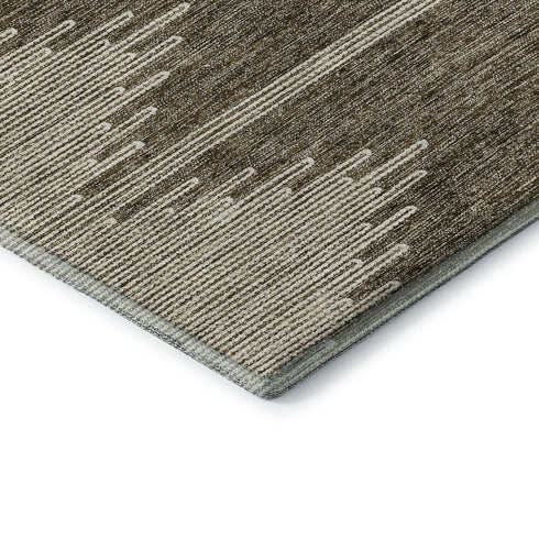 5' X 8' Coffee And Ivory Abstract Washable Area Rug With UV Protection