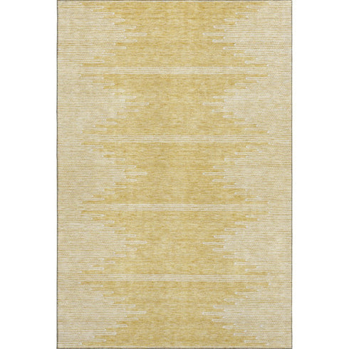 5' X 8' Gold And Ivory Abstract Washable Area Rug With UV Protection