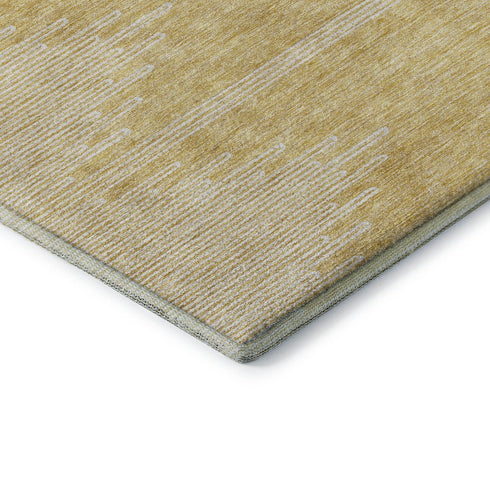 5' X 8' Gold And Ivory Abstract Washable Area Rug With UV Protection