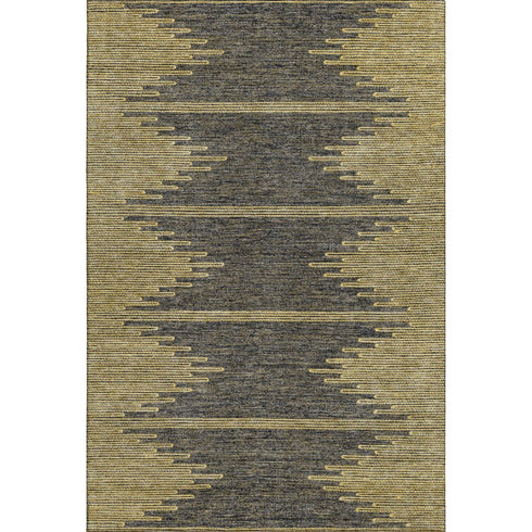 5' X 8' Graphite And Gold Abstract Washable Area Rug With UV Protection