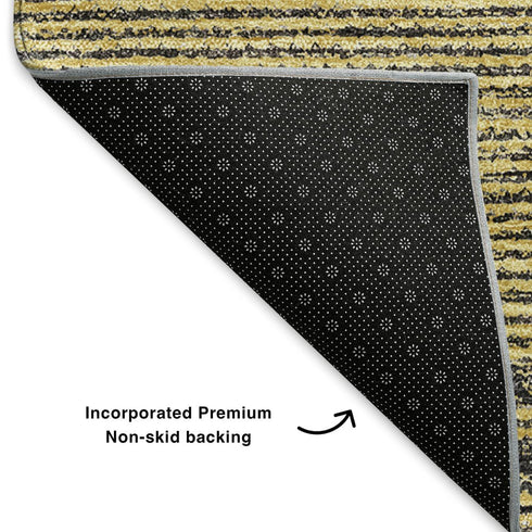 5' X 8' Graphite And Gold Abstract Washable Area Rug With UV Protection