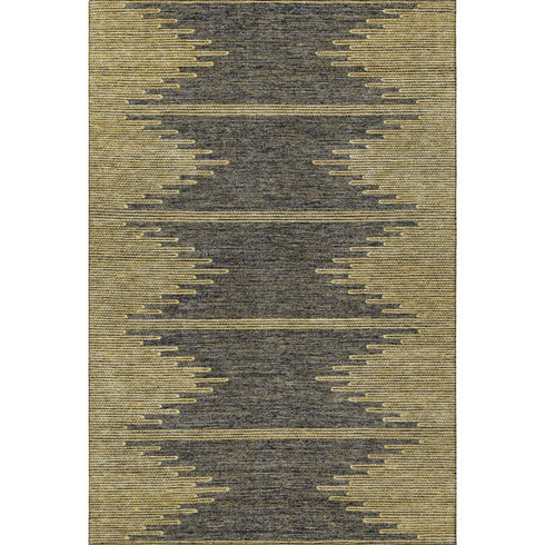 5' X 8' Graphite And Gold Abstract Washable Area Rug With UV Protection