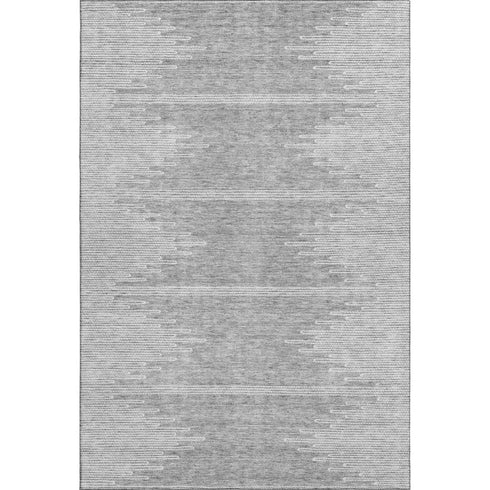5' X 8' Gray And Ivory Abstract Washable Area Rug With UV Protection