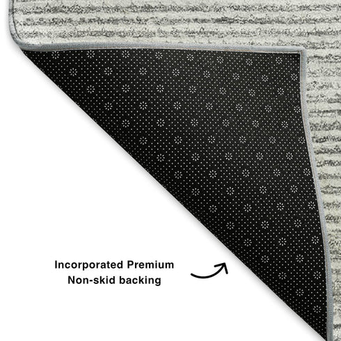 5' X 8' Gray And Ivory Abstract Washable Area Rug With UV Protection