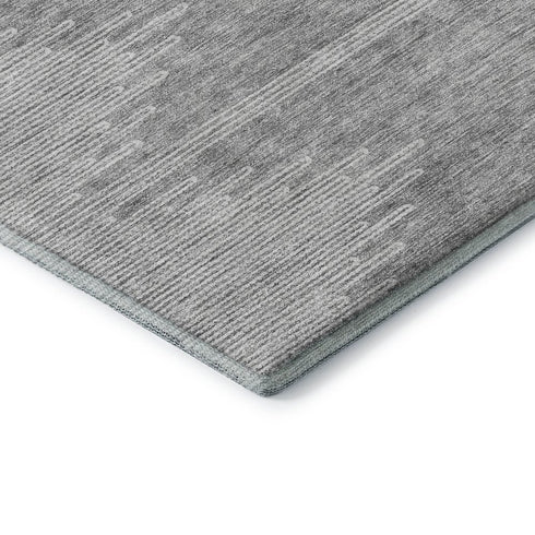 5' X 8' Gray And Ivory Abstract Washable Area Rug With UV Protection