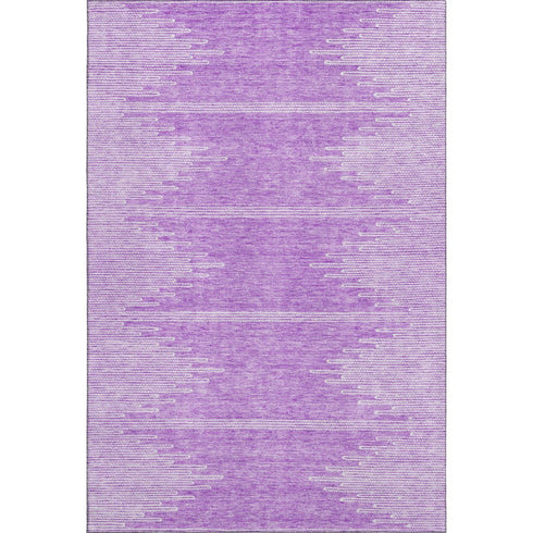 5' X 8' Lavender And Ivory Abstract Washable Area Rug With UV Protection
