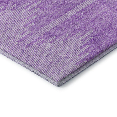 5' X 8' Lavender And Ivory Abstract Washable Area Rug With UV Protection
