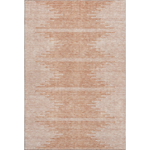 8' X 10' Salmon And Ivory Abstract Washable Area Rug With UV Protection