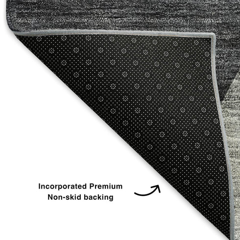 8' X 10' Charcoal Gold And Brown Geometric Washable Area Rug With UV Protection