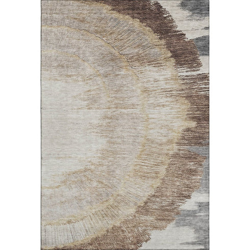 5' X 8' Brown Ivory And Gray Woodland Lodge Washable Area Rug With UV Protection