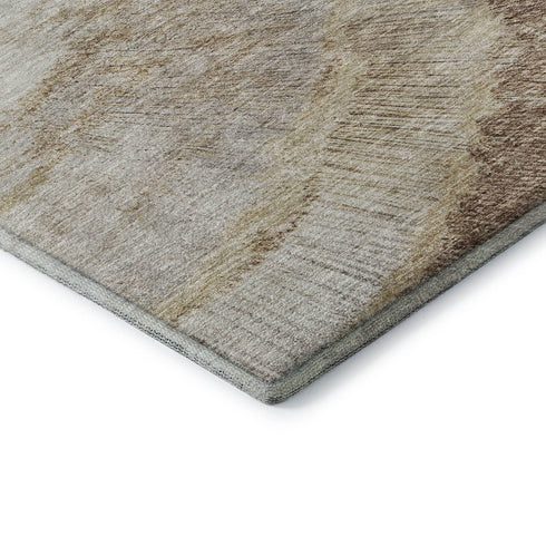 5' X 8' Brown Ivory And Gray Woodland Lodge Washable Area Rug With UV Protection