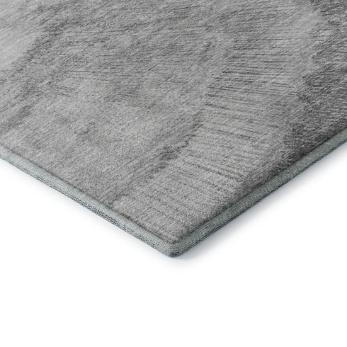 5' X 8' Gray And Ivory Woodland Lodge Washable Area Rug With UV Protection