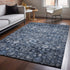 9' X 12' Blue And Ivory Oriental Washable Area Rug With UV Protection