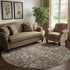 8' Chocolate And Ivory Oriental Washable Round Rug With UV Protection