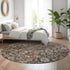 8' Chocolate And Ivory Oriental Washable Round Rug With UV Protection