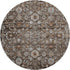8' Chocolate And Ivory Oriental Washable Round Rug With UV Protection