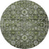 8' Green Ivory And Gray Oriental Washable Round Rug With UV Protection
