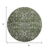 8' Green Ivory And Gray Oriental Washable Round Rug With UV Protection