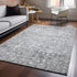 8' X 10' Silver And Gray Oriental Washable Area Rug With UV Protection