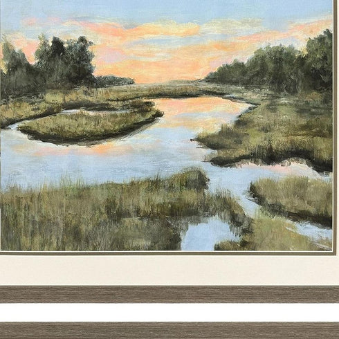 Set Of Two Low County Estuary Brown Framed Wall Art