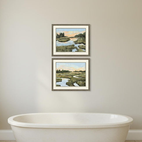 Set Of Two Low County Estuary Brown Framed Wall Art