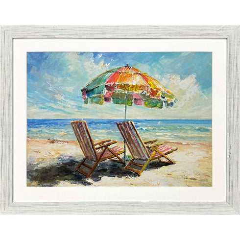 Beach Vibe Distressed White Framed Wall Art