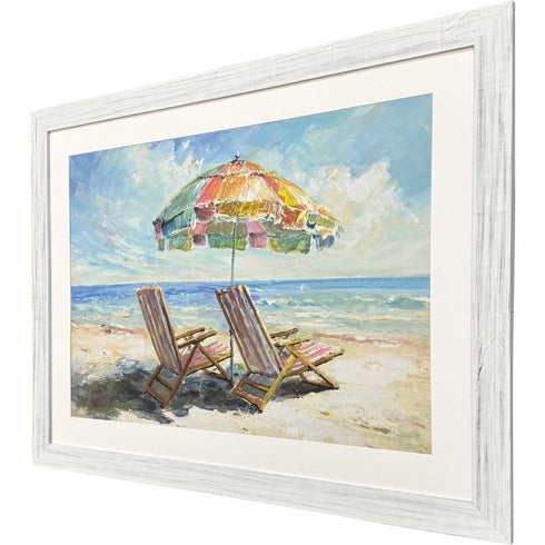 Beach Vibe Distressed White Framed Wall Art