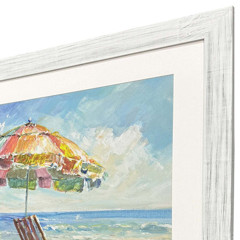 Beach Vibe Distressed White Framed Wall Art