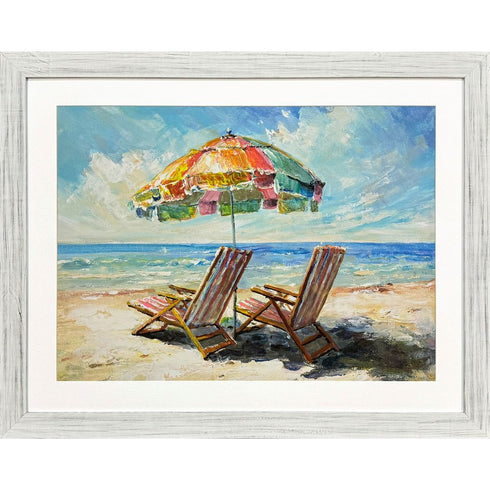 Beach Vibe Distressed White Framed Wall Art