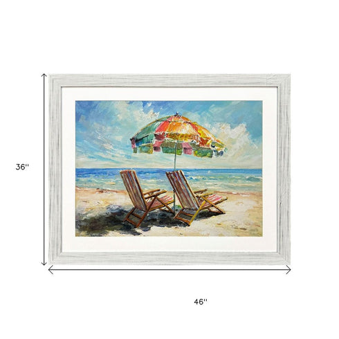Beach Vibe Distressed White Framed Wall Art