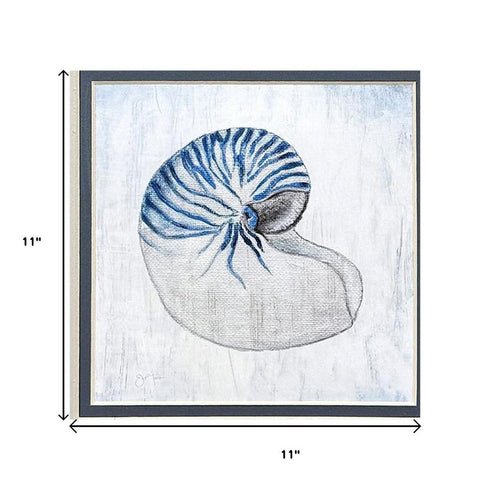 Set Of Two Azure Shell White Framed Wall Art
