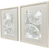 Set Of Two Nautilus Shell Distressed White Framed Wall Art