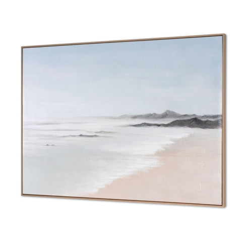 Oceana Bay Hand Painted Brown Floater Frame Wall Art