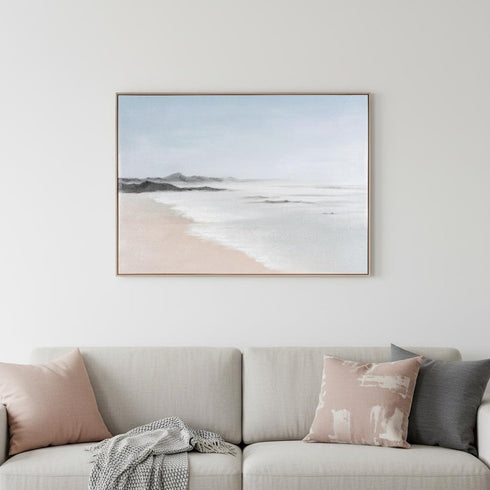 Oceana Bay Hand Painted Brown Floater Frame Wall Art