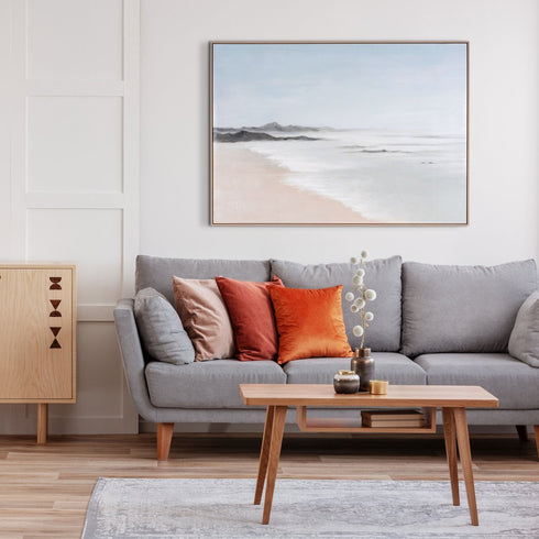 Oceana Bay Hand Painted Brown Floater Frame Wall Art