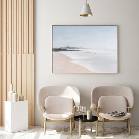Oceana Bay Hand Painted Brown Floater Frame Wall Art