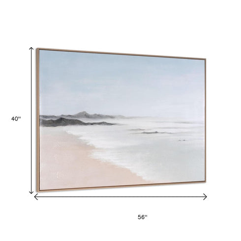 Oceana Bay Hand Painted Brown Floater Frame Wall Art