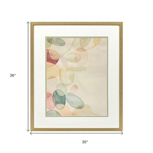 Pastel River Rock I Distressed Gold Framed Wall Art