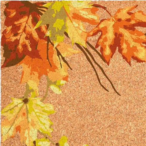 24" X 36" Brown And Natural Fall Leaves Outdoor Coir Door Mat