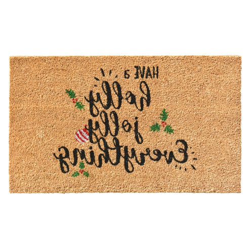 17" X 29" Brown Black And Green Christmas Outdoor Coir Door Mat