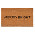 24" X 36" Brown And Black Christmas Merry and Bright Outdoor Coir Door Mat