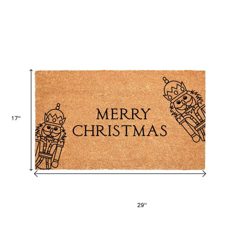 24" X 36" Brown And Black Merry Christmas Outdoor Coir Door Mat