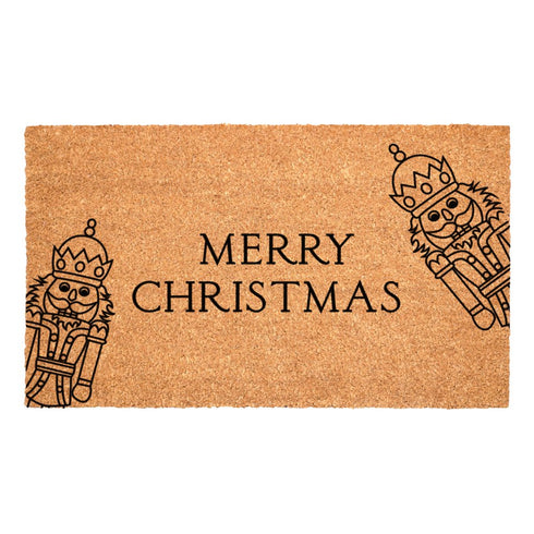 24" X 36" Brown And Black Merry Christmas Outdoor Coir Door Mat
