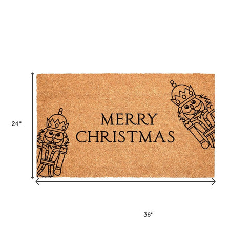 24" X 36" Brown And Black Merry Christmas Outdoor Coir Door Mat