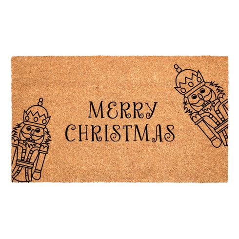24" X 36" Brown And Black Christmas Merry Christmas Outdoor Coir Door Mat